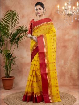 DipDiya - Women Yellow Pure Cotton Saree