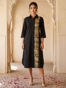 Dora Dori - Women Black Chanderi Dress