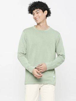 Spykar - Pista Green Cotton Full Sleeve Casual Sweater