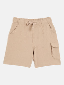 Blue Giraffe - Boys Beige Textured Regular Fit Mid Rise Shorts