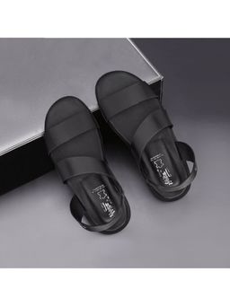 Hitz - Men's Black Leather Slip on Sandals
