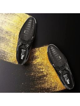 Hitz - Men's Black Leather Lace-up Semi-Formal Shoes