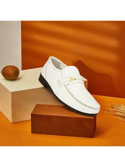 Hitz - Men's White Leather Slip-on Comfort Shoes