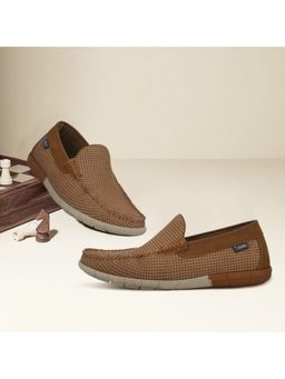 Hitz - Men's Brown Leather Slip-On Casual Loafer Shoes