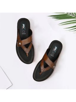Hitz - Men's Brown Synthetic Open Toe Slippers
