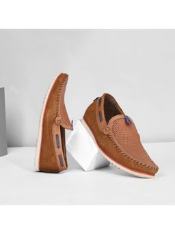 Hitz - Men's Tan Leather Moccasins Boat Shoes