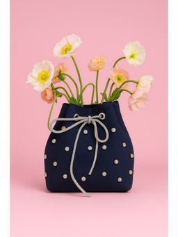 Modarta By Kamakshi - Women Navy Blue Denim Bucket Bag with Detachable Strap