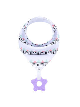Little Hip Boutique - White Bandana Drool Bib with Teether (0-15 Months)