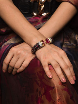 Queens Jewels - Maroon Victorian Style Adjustable Cuff