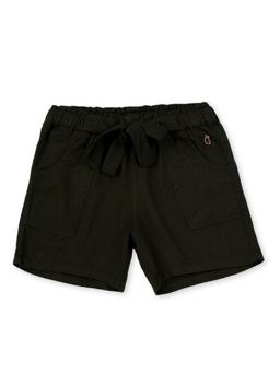 Gini & Jony - Girls Olive Solid Cotton Elasticated Shorts