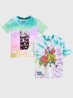 Napchief - Unisex Multi-Color Tie & Dye T-shirts (Pack of 2)
