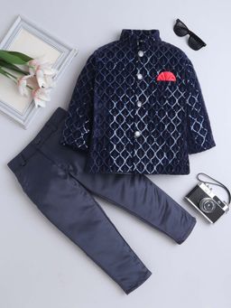 FOURFOLDS - Boys Navy Blue Embellished/Sequined Co-Ord Set