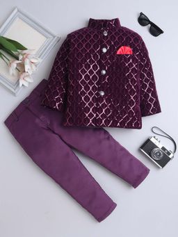 FOURFOLDS - Boys Purple Embellished/Sequined Co-Ord Set