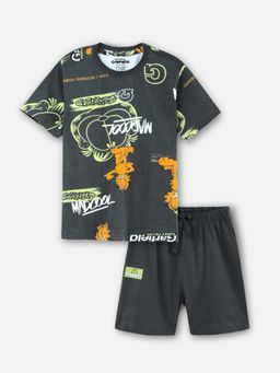 Napchief - Unisex Grey Character T-shirt with Shorts