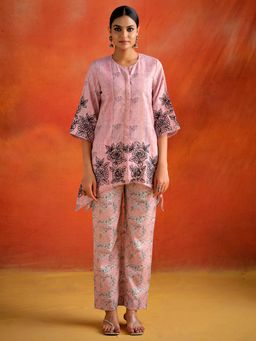 Jaipur Kurti - Embroidered Asymmetrical Co-Ord (Set of 2)