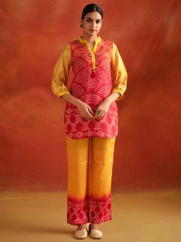 Jaipur Kurti - Bandhej Mirror Work Festive Co-Ord (Set of 2)