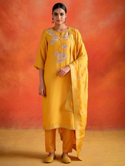 Jaipur Kurti - Hand Embroidered Festive Kurta with Pant and Dupatta (Set of 3)