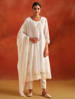 Jaipur Kurti - Patchwork Embroidered Festive Anarkali Kurta with Pant and Dupatta (Set of 3)