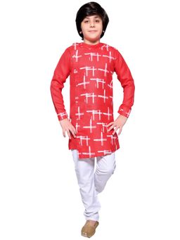 Jeetethnics - Boys Red Kurta Pyjama (Set of 2)