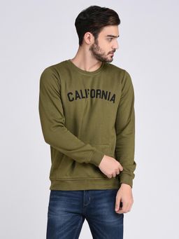RIGO - Olive Green Fleece California Printed Sweatshirt-full