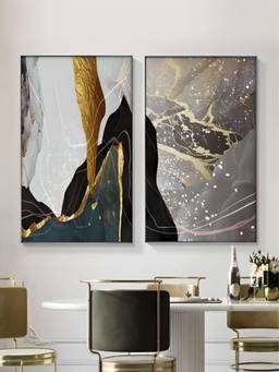 The Handmade Flair - Liquid Marble Framed Wall Art (Pack of 2)