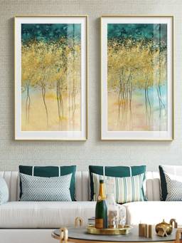 The Handmade Flair - Gorgeous Golden Framed Wall Art (Pack of 2)