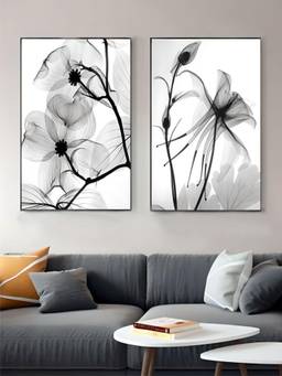 The Handmade Flair - Floral Minimalist Framed Wall Art (Pack of 2)