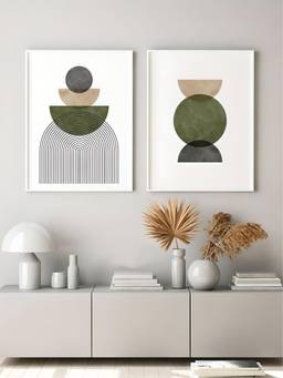 The Handmade Flair - Minimalist Geometric Framed Wall Art (Pack of 2)
