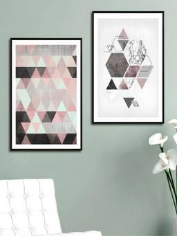 The Handmade Flair - Ink Art Geometric Framed Wall Art (Pack of 2)