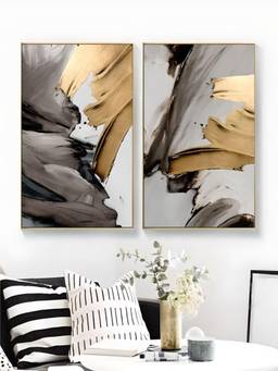 The Handmade Flair - Golden Paint Framed Wall Art (Pack of 2)