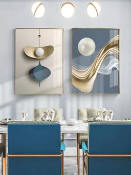 The Handmade Flair - Aesthetics Golden Framed Wall Art (Pack of 2)