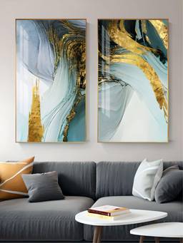 The Handmade Flair - Luxury Golden Framed Wall Art (Pack of 2)