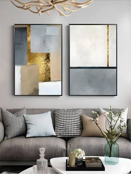 The Handmade Flair - Golden Block Framed Wall Art (Pack of 2)