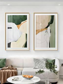 The Handmade Flair - Nordic Geomorphic Framed Wall Art (Pack of 2)