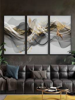 The Handmade Flair - Landscape Mountain Minimalist Framed Wall Art (Pack of 3)