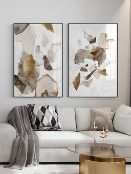 The Handmade Flair - Rustic Golden Framed Wall Art (Pack of 2)