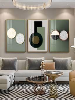 The Handmade Flair - Avocado Architectural Framed Wall Art (Pack of 3)