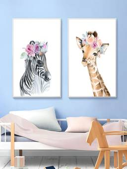 The Handmade Flair - Floral Elephant Framed Wall Art (Pack of 2)