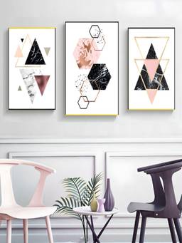 The Handmade Flair - Minimalist Geometric Framed Wall Art (Pack of 3)