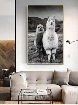The Handmade Flair - Alpacas Animals Framed Wall Art