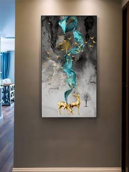 The Handmade Flair - Golden Stags Framed Wall Art