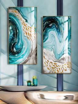 The Handmade Flair - Golden Fishes Framed Wall Art (Pack of 2)