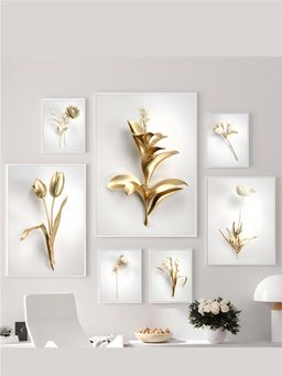 The Handmade Flair - Botanical Floral Minimalist Framed Wall Art (Pack of 7) (70x50 cm)
