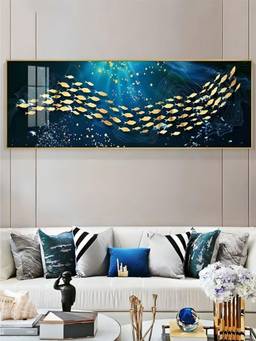 The Handmade Flair - Auspicious Golden Framed Wall Art (120x30 cm)