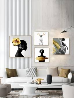 The Handmade Flair - Minimalist Framed Wall Art (Pack of 4) (60x60 cm)