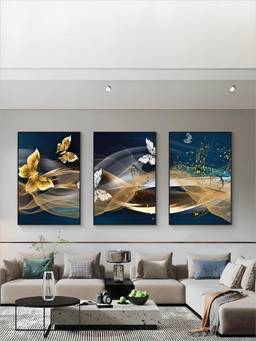 The Handmade Flair - Golden Butterflies Framed Wall Art (Pack of 3)