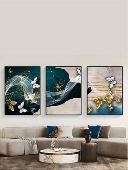 The Handmade Flair - Golden Butterflies Framed Wall Art (Pack of 3)