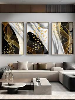 The Handmade Flair - Birds Flowing Framed Wall Art (Pack of 3)