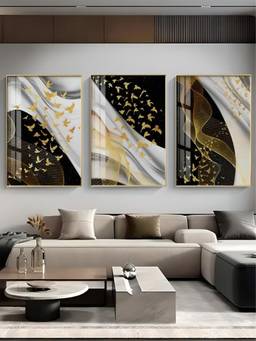 The Handmade Flair - Birds Flowing Framed Wall Art (Pack of 3)