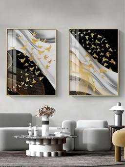 The Handmade Flair - Birds Flowing Framed Wall Art (Pack of 2)